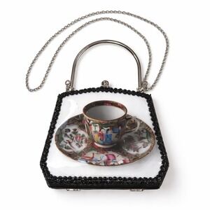 Art Bags Debora Crichton Mixed Media Bag – Small White/Black Teacup Resin